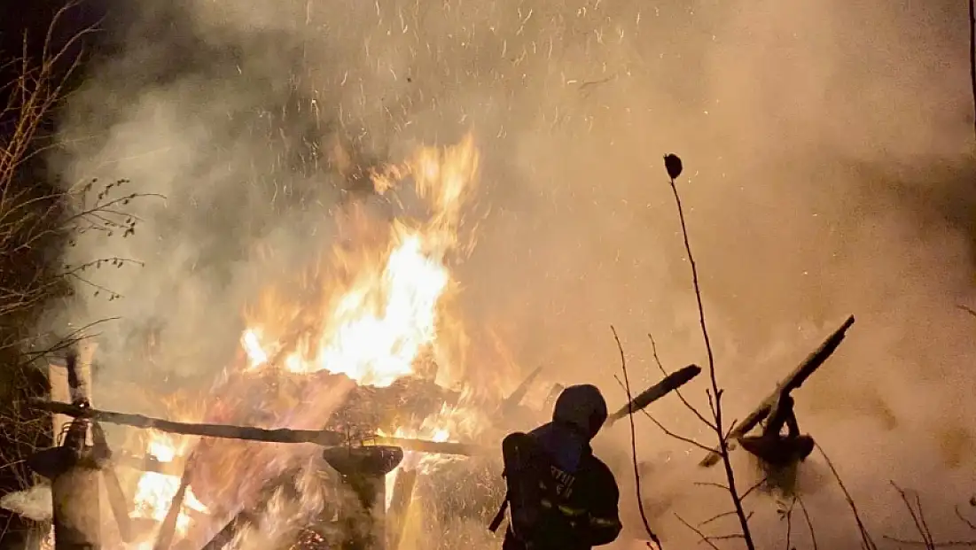 Köyde korkutan yangın