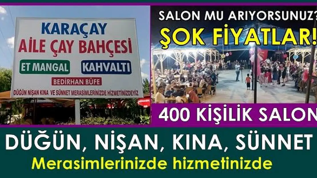 400 kişilik salonu ile özel günlerde hizmetinizde