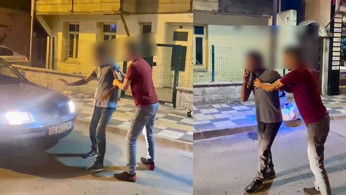 Alkollü şahıslar caddeyi karıştırdı