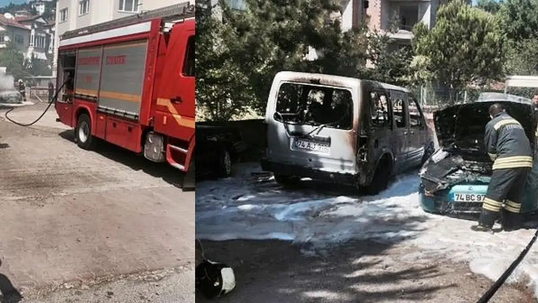 Bartın'da iki araç yandı
