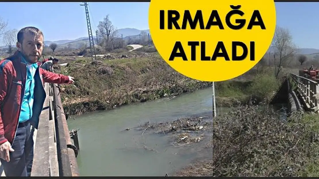 Bir anda ırmağa atladı