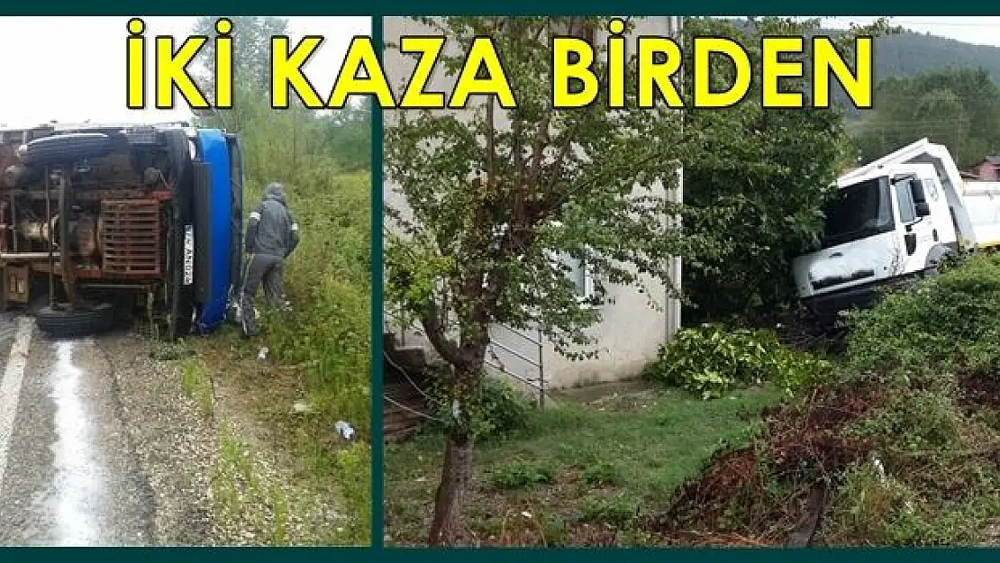 Biri devrildi, biri yolun kenarına savruldu!