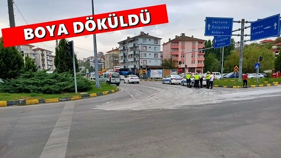 Boya kutuları yola düşünce olan oldu