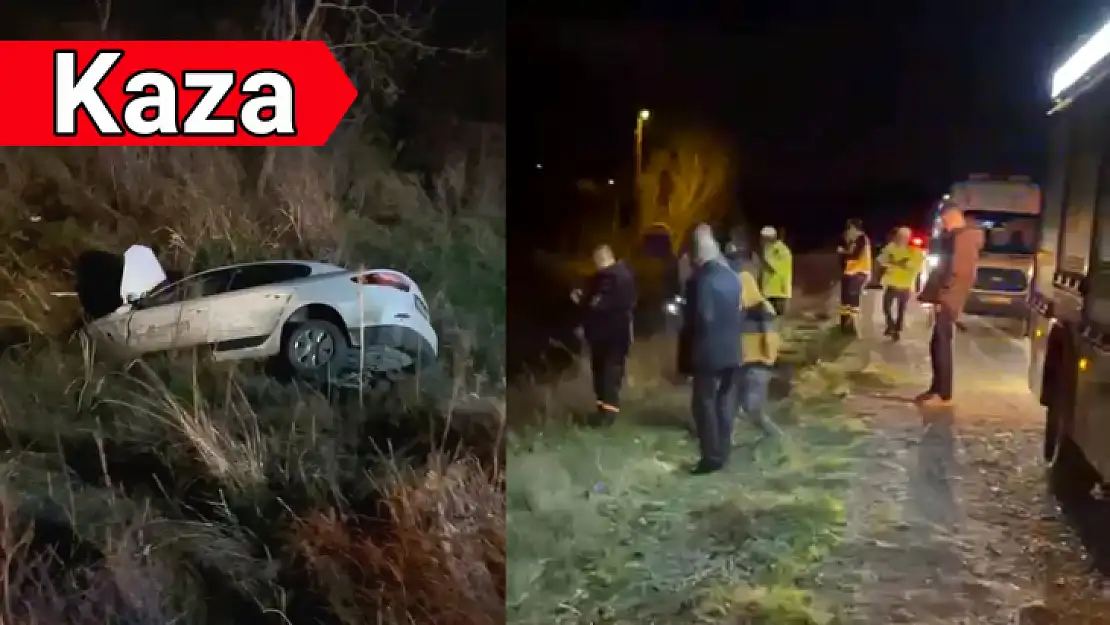 Çarpışan iki araç şarampole yuvarlandı