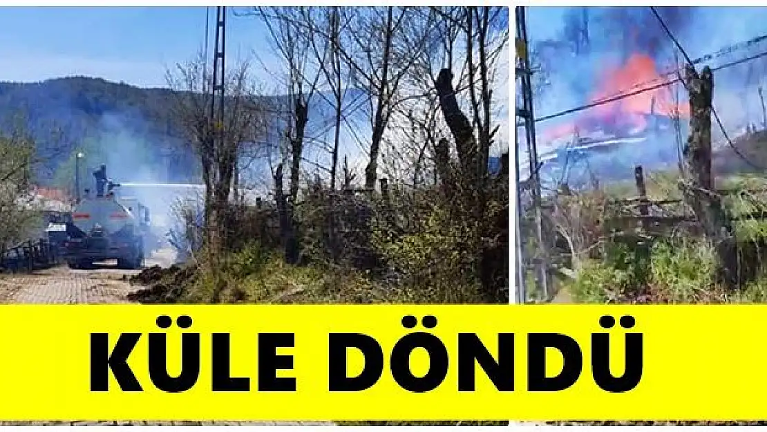 Çıkan yangında ev küle döndü