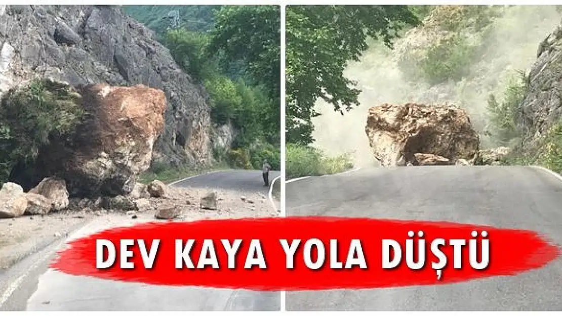 Dev kaya parçası yola düştü