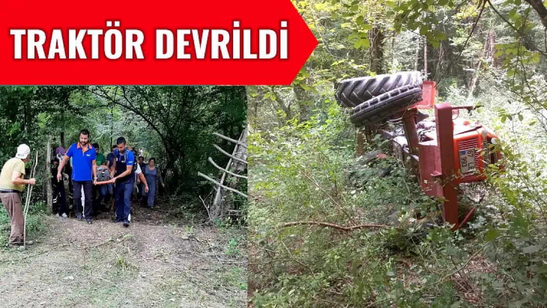 Devrilen traktörün altında sıkıştı