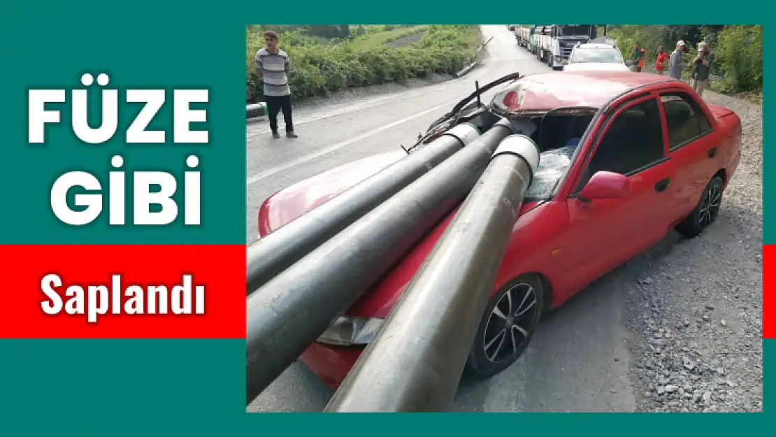 Doğalgaz boruları otomobile saplandı