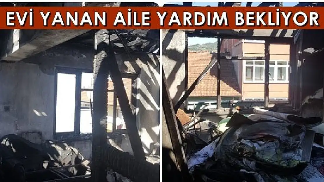 Eşyaları tamamen yanan aile yardım bekliyor