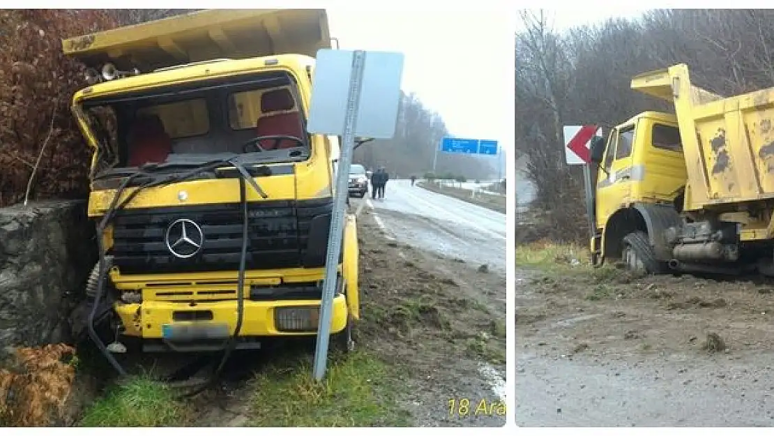 Hafriyat Kamyonu duvara çarptı