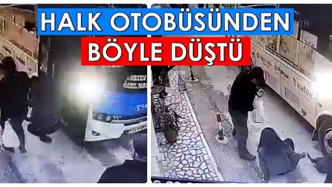 Halk otobüsünden böyle düştü