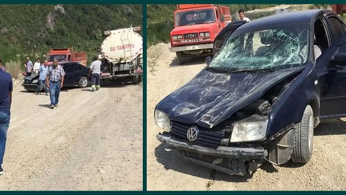 İş makinesi otomobili ezdi