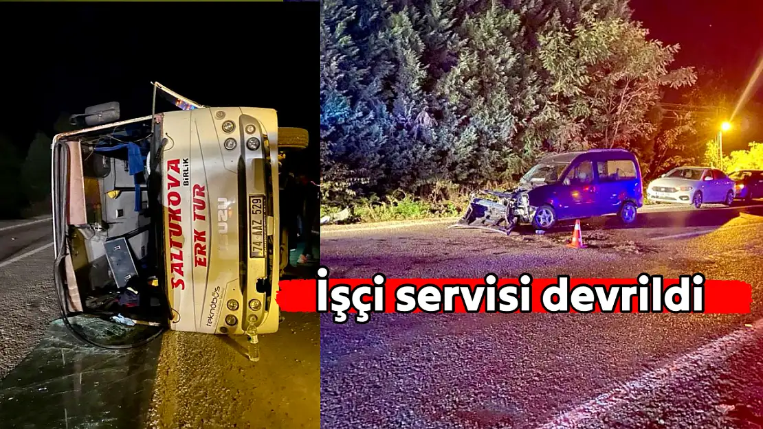 İşçi servisi devrildi, çok sayıda yaralı var