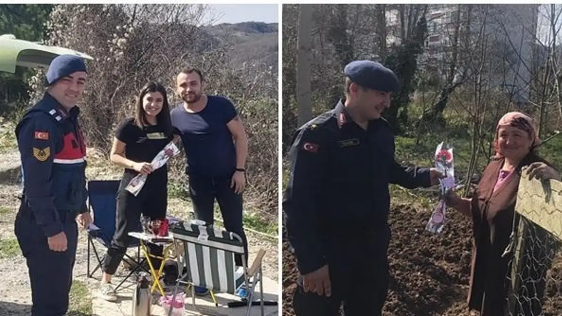 Jandarmadan kadınlara karanfil