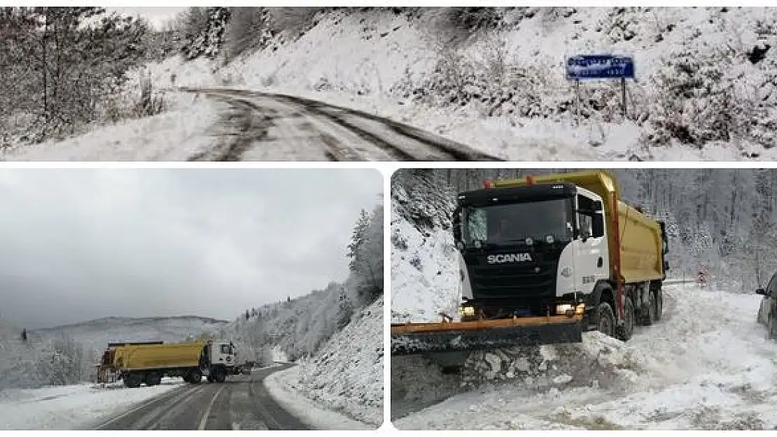 Kar yağışı etkili oldu, ekipler yolu açtı