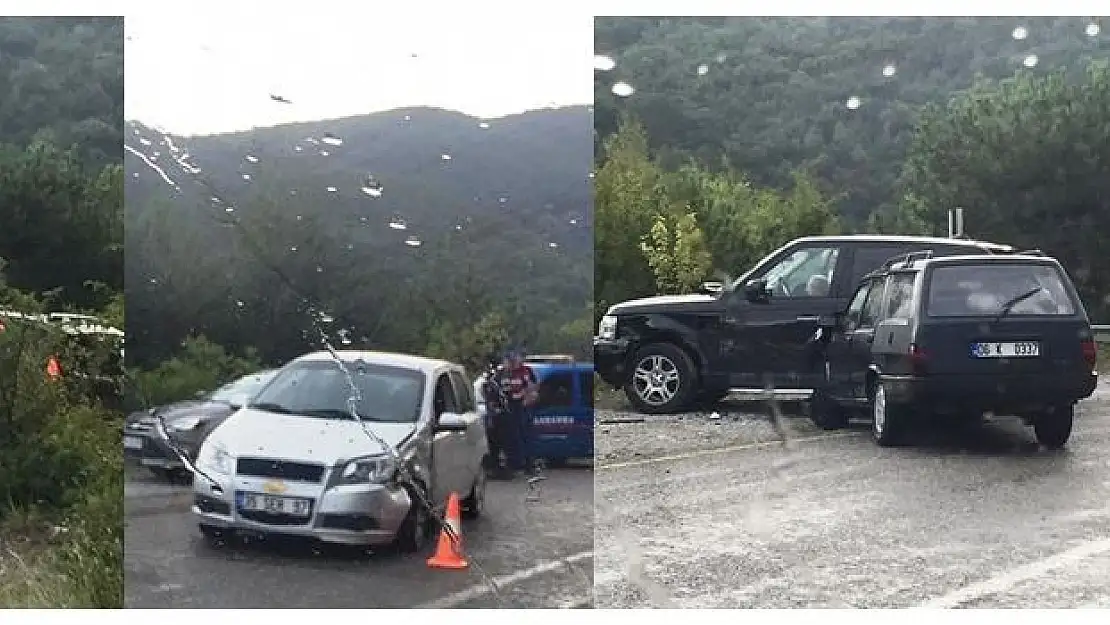 Kayganlaşan yolda kazalar peş peşe geldi