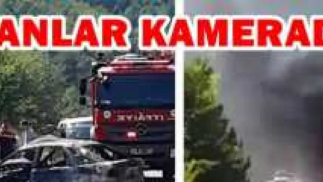 KAZA YAPAN ARAÇ ALEV ALEV YANDI