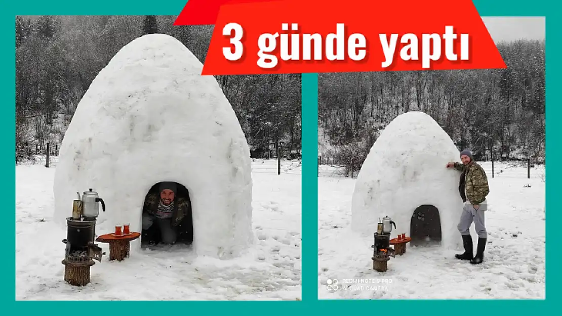 Kendine kardan ev yaptı