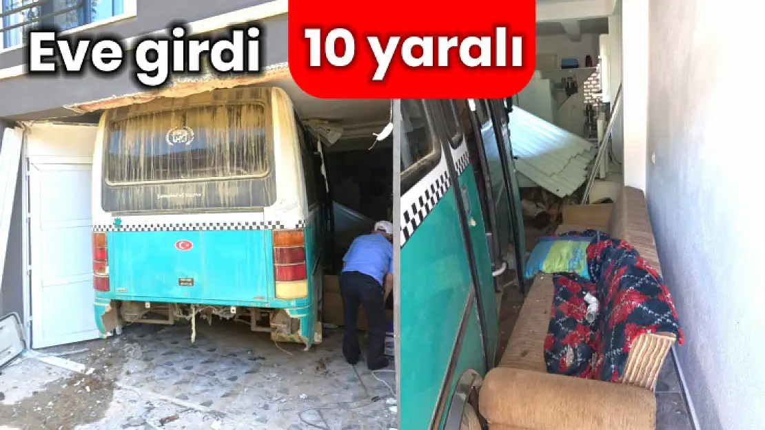 Kontrolden çıkan minibüs eve girdi