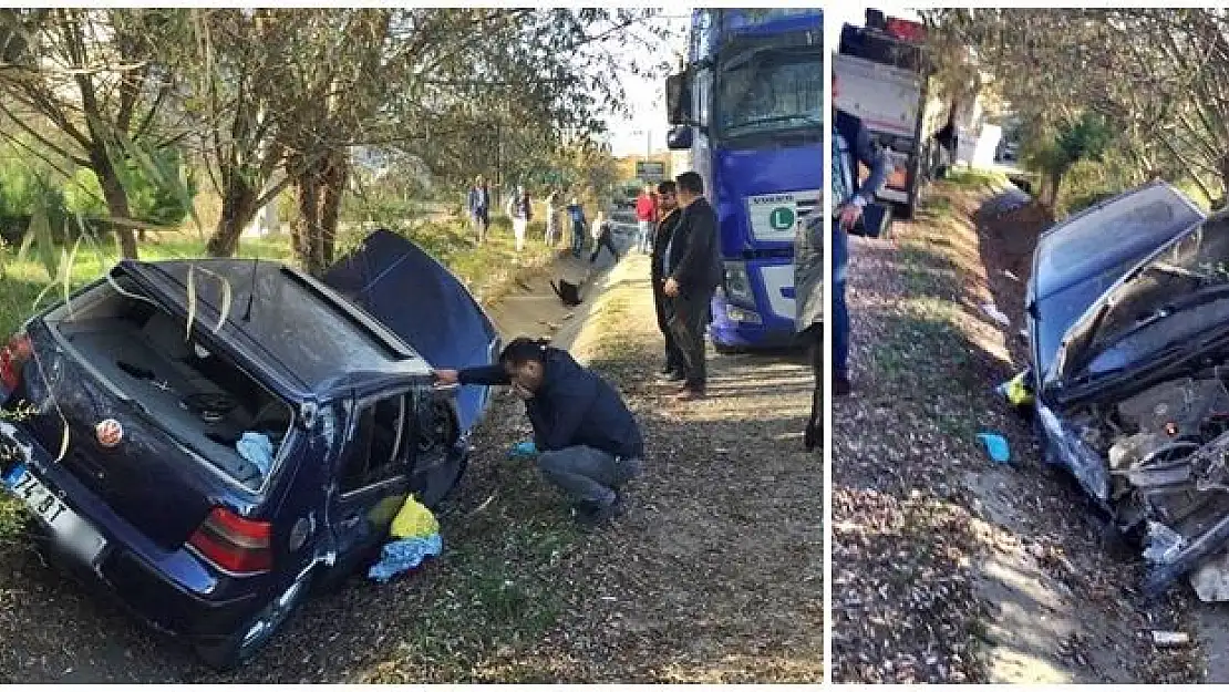 Kontrolden çıkan otomobil kanala girdi