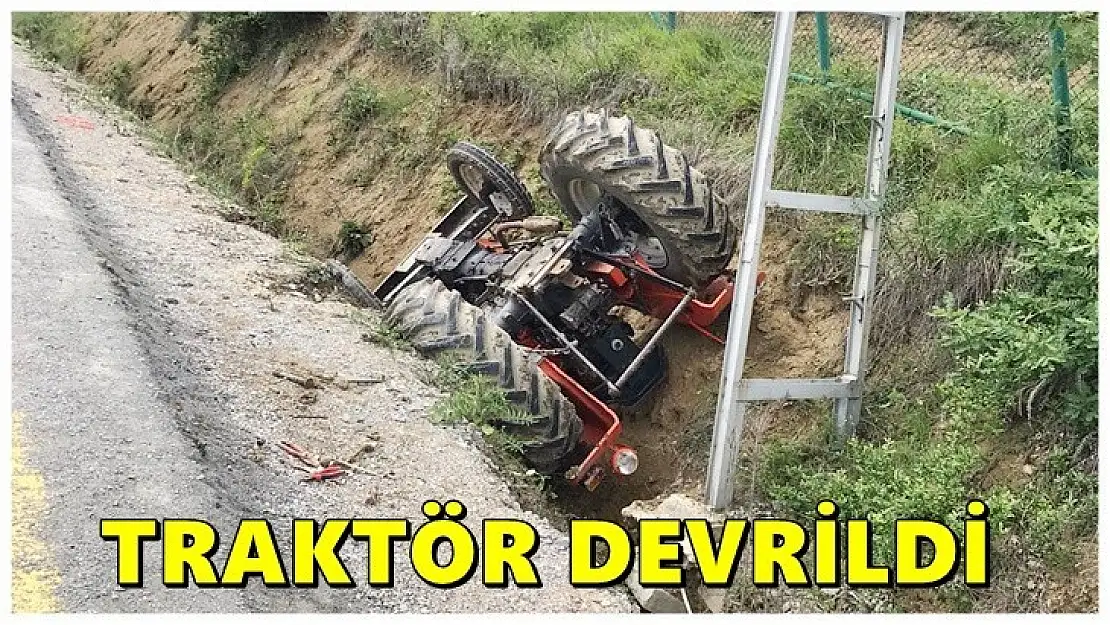 Kontrolden çıkan Traktör devrildi