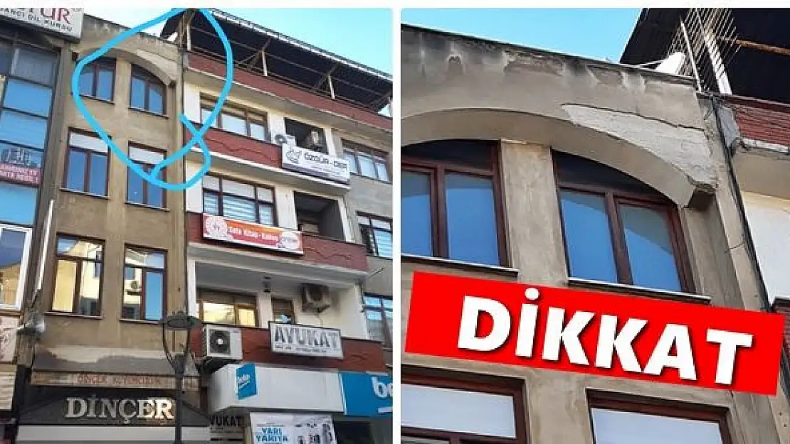 Kopan parçalar kaldırıma düştü