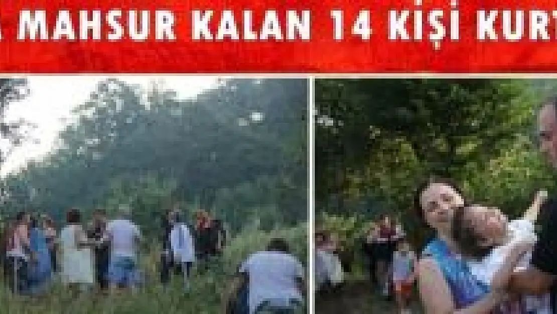 Koyda mahsur kalan 14 kişi kurtarıldı