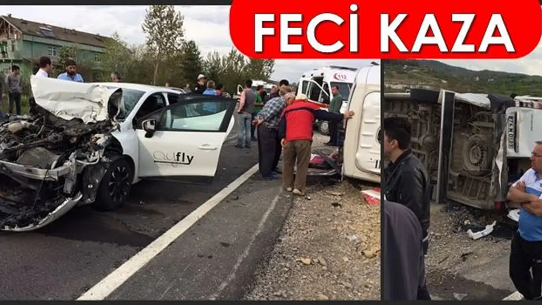 Minibüs ile otomobil çarpıştı