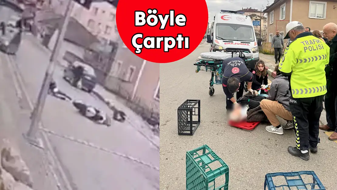 Motosiklet kadına böyle çarptı