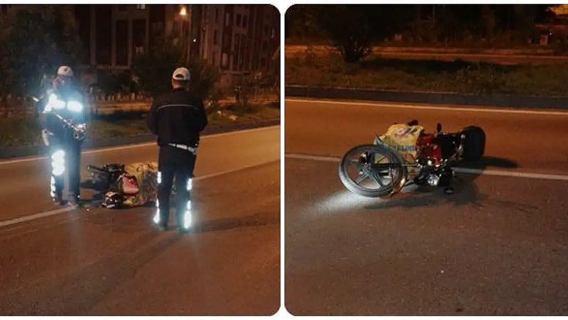 Motosiklet kazası, yola savruldu