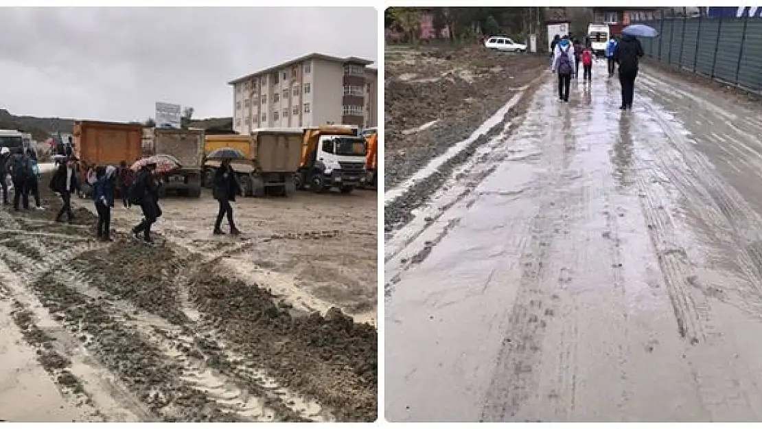 Okul yolu çamur içinde