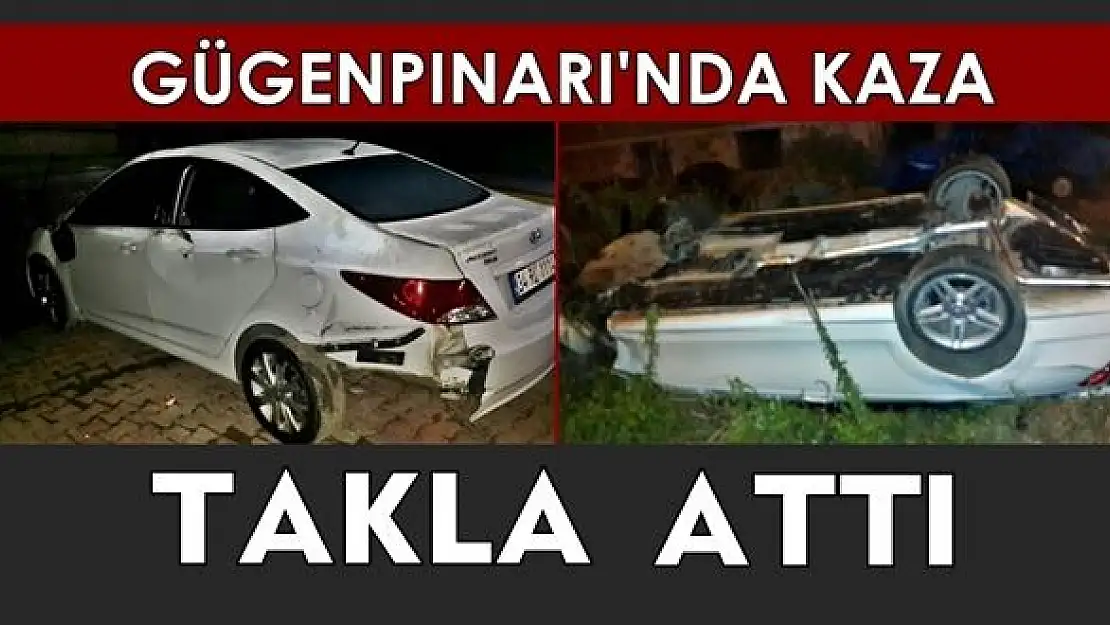 Önündeki araca çarpıp takla attı