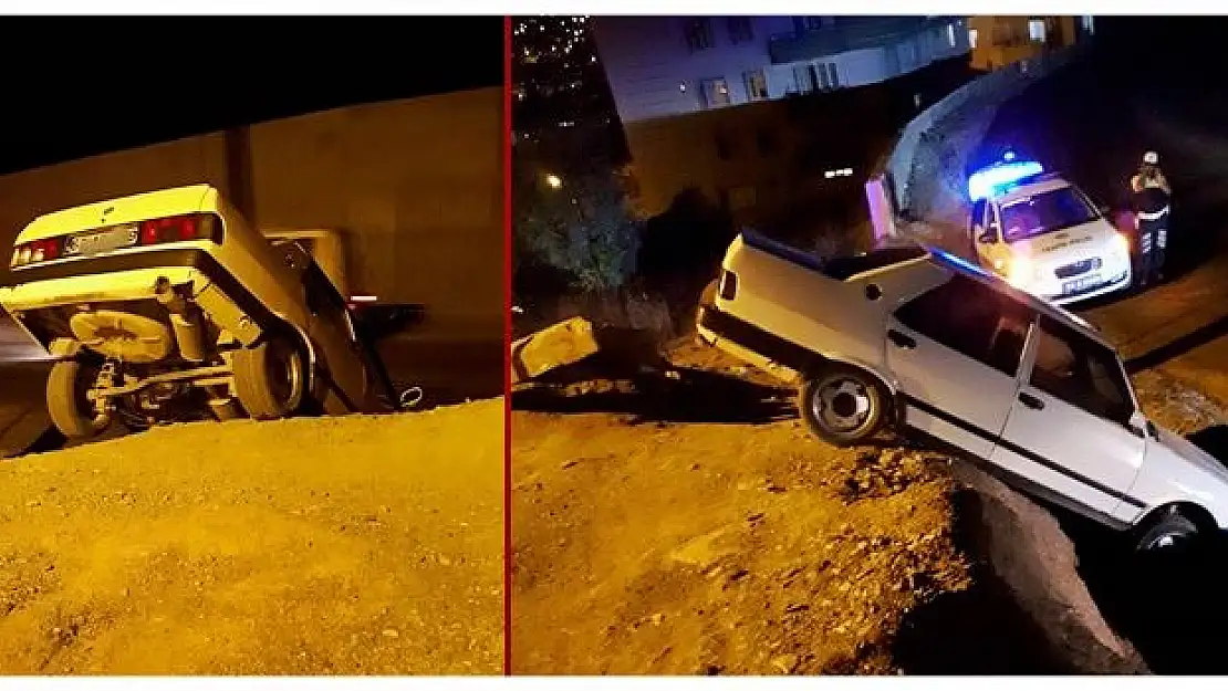 Otomobil bu vaziyette kaldı