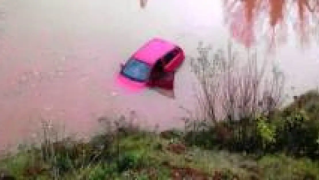 Otomobil göle uçtu, 1 kişi yaralandı