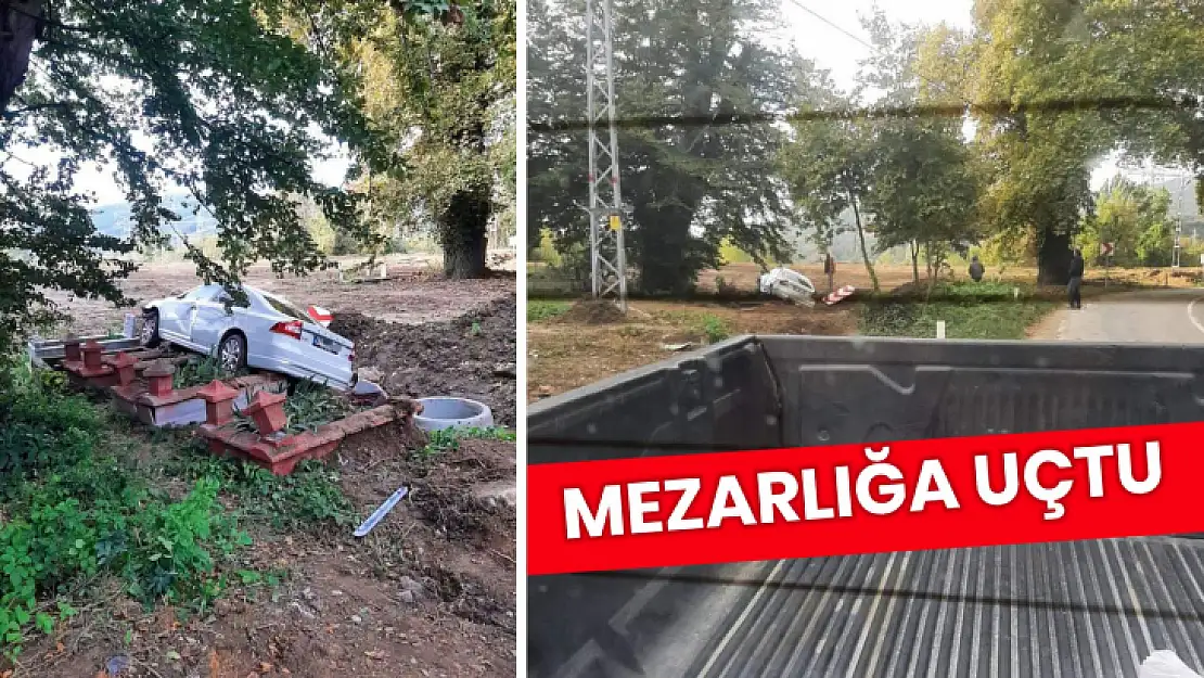 Otomobil mezarlığa uçtu