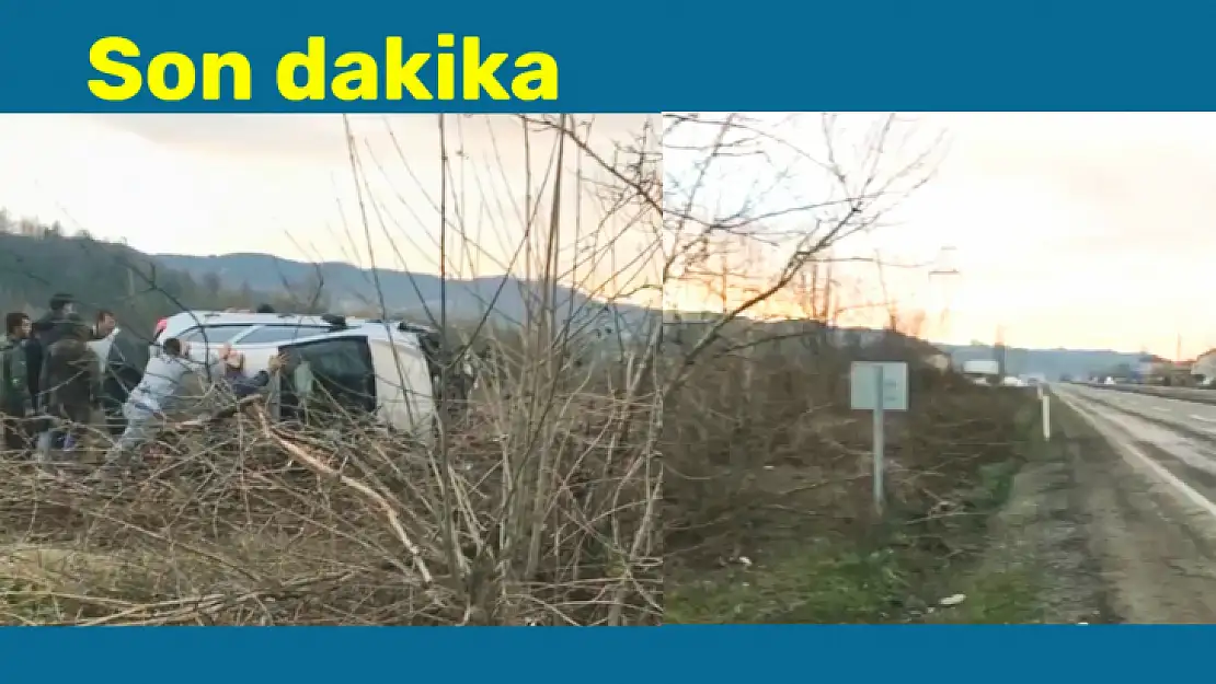 Otomobil şarampole devrildi