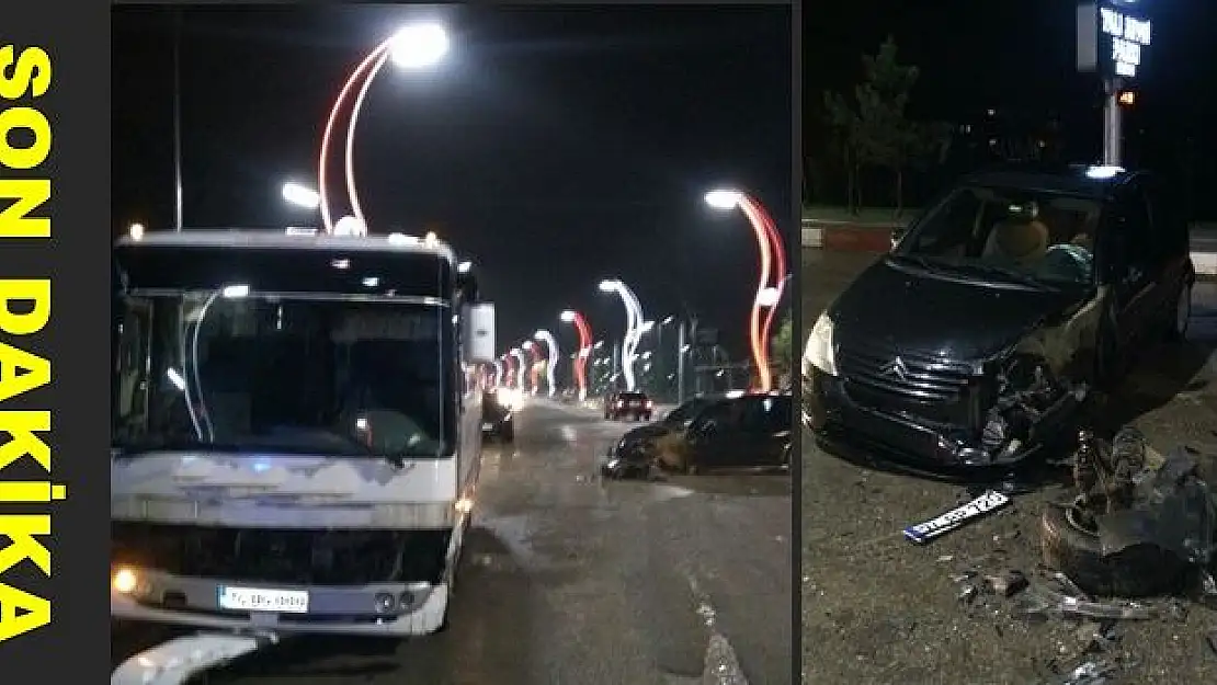 Otomobil servis minibüsü ile çarpıştı
