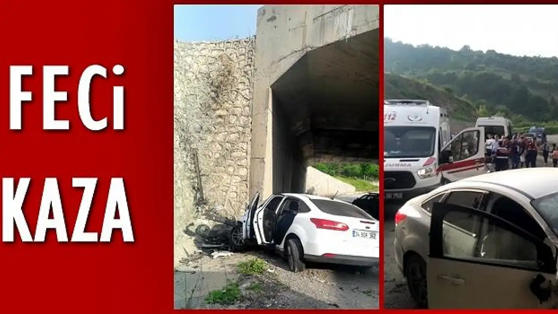 Otomobil üst geçitten aşağıya düştü 