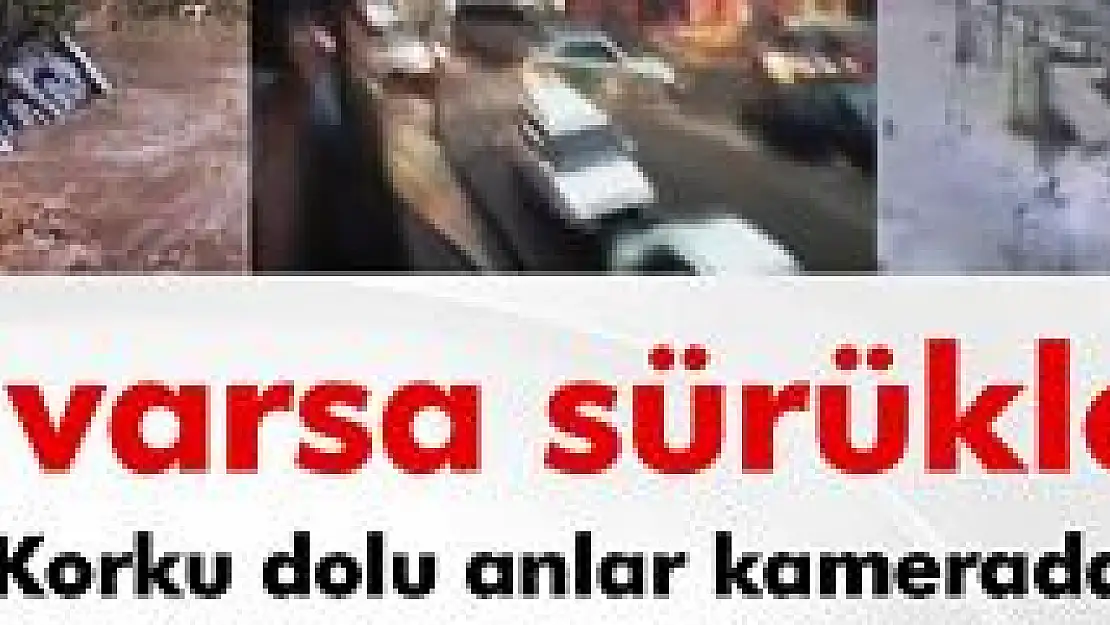 Otomobiller sel sularında böyle sürüklendi