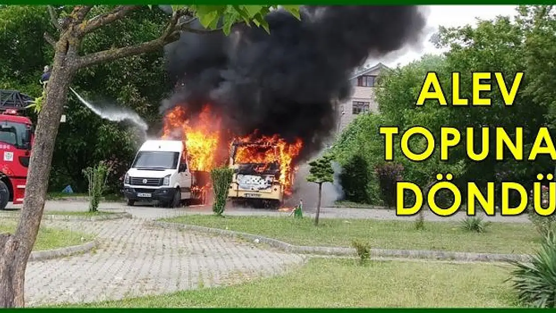 Park halindeki 2 minibüs yandı
