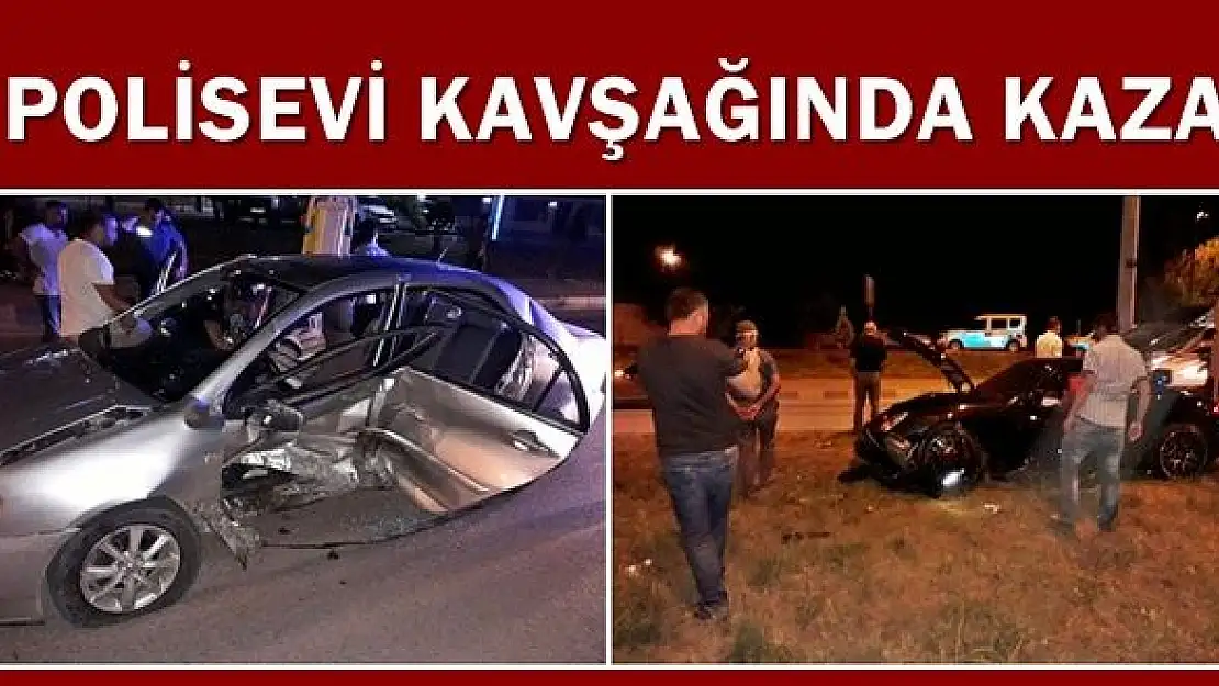 Polisevi kavşağında kaza, ortalık karıştı