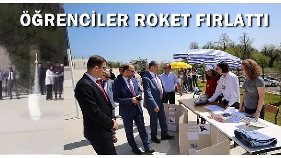 Roket fırlatan öğrenciler hünerlerini sergiledi