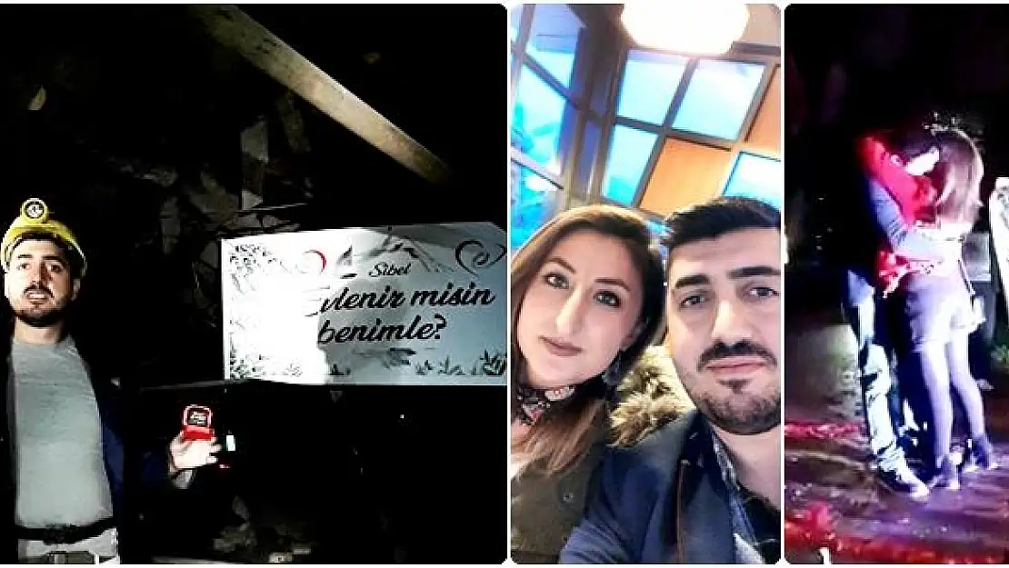 Romantik madenciden sürpriz evlilik teklifi