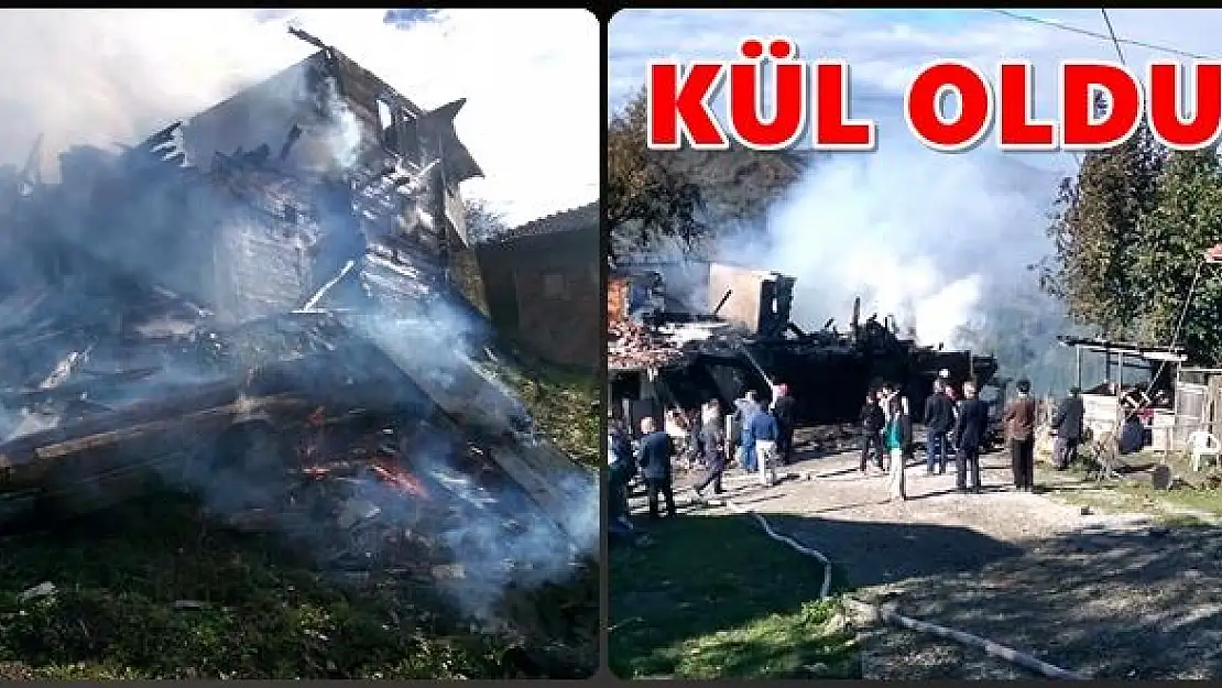 Tamamen yanan ev küle döndü