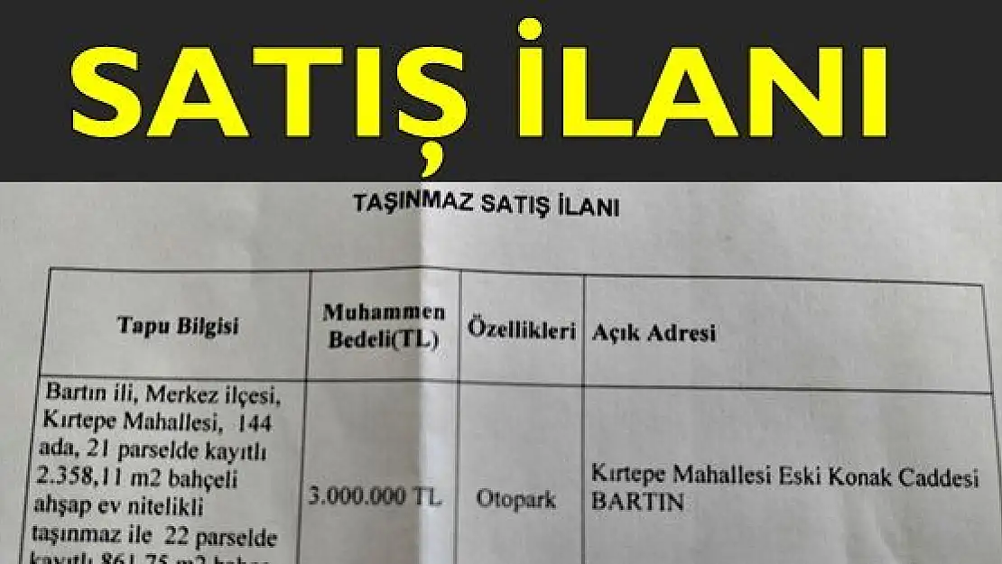 Taşınmaz Satış İlanı