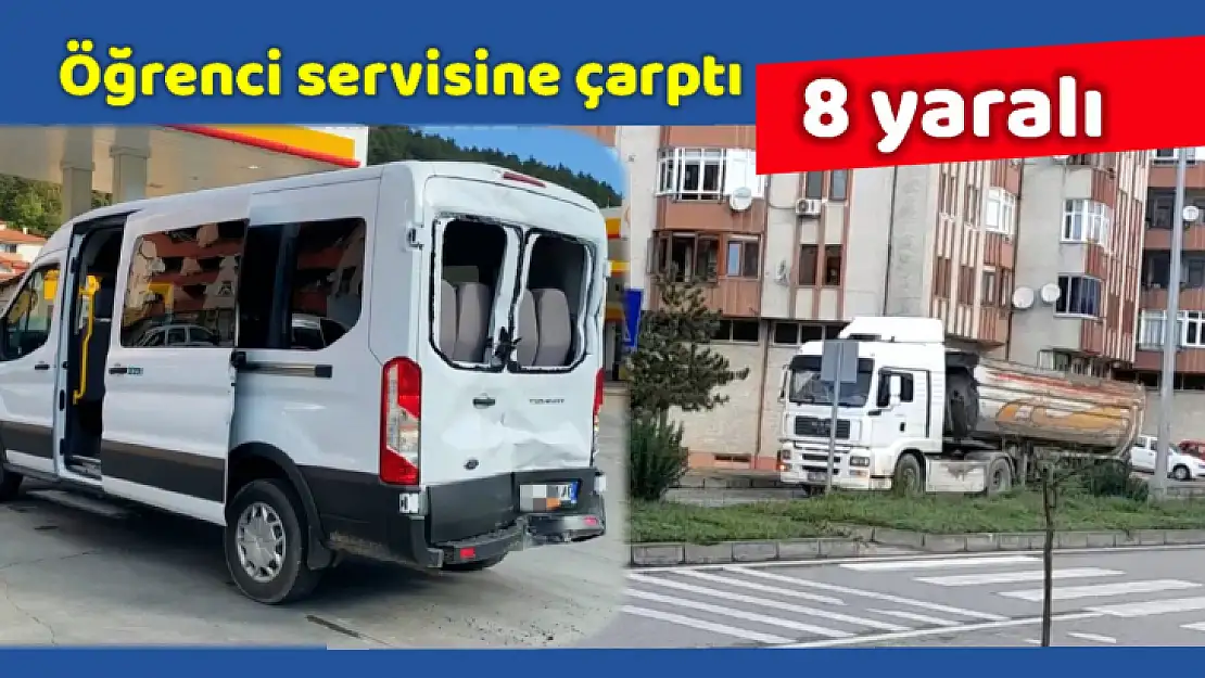 Tır öğrenci servisine çarptı