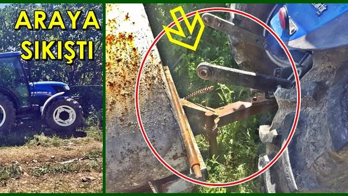 Traktör ile su tankeri arasına sıkıştı