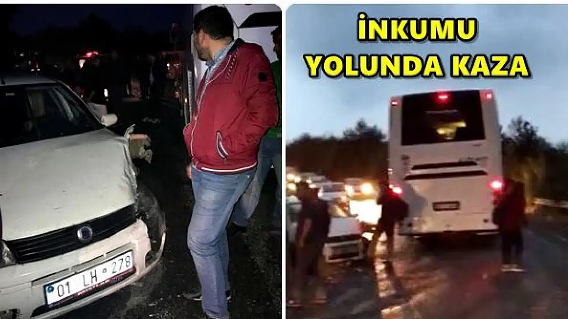 Tur otobüsü ile otomobil çarpıştı