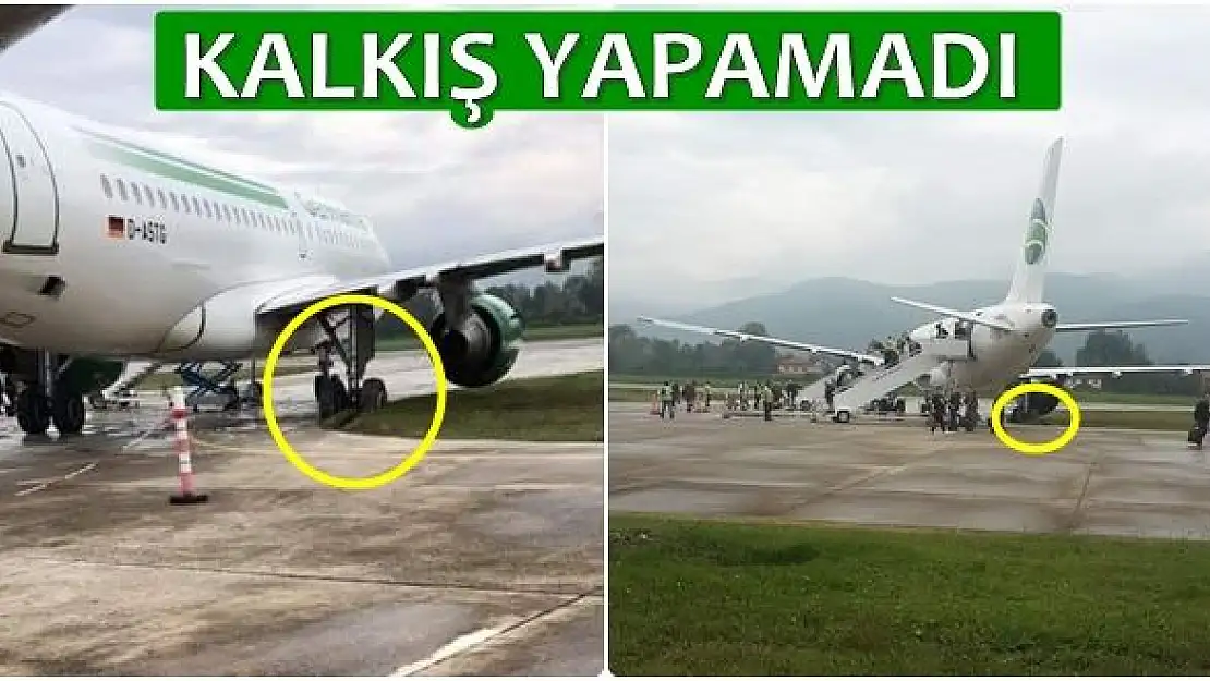 Uçağın lastiği çamura saplandı