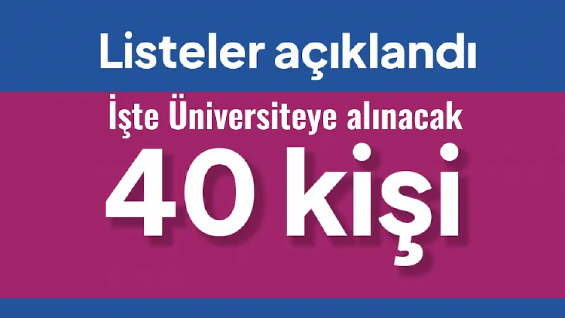 Üniversiteye alınacak 40 kişi belirlendi